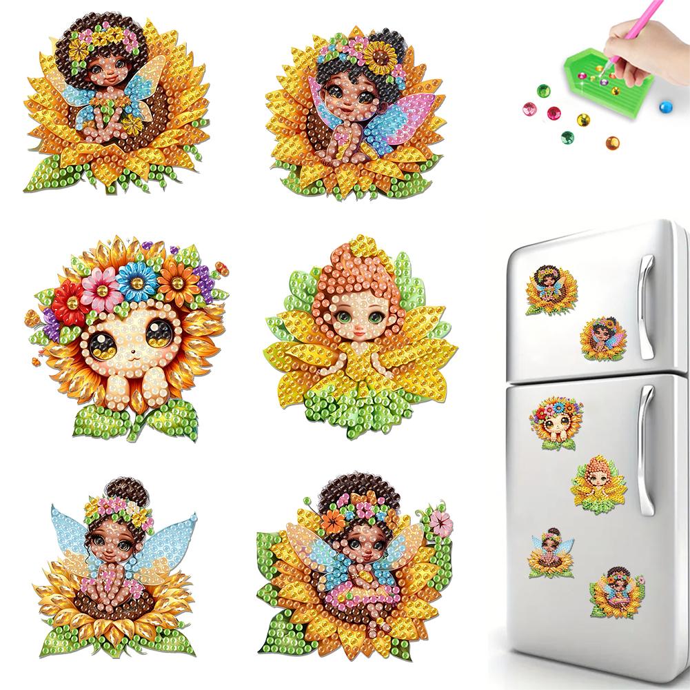 6pcs Acrylic DIY Animals Diamond Painting Magnets DIY Art Fridge Magnet Refrigerator Sticker Refrigerator Diamond Art Magnets