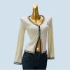 Spring V-neck Sweater Slim-Fit Cardigan Split Tops Color Matching Short Women's Wear