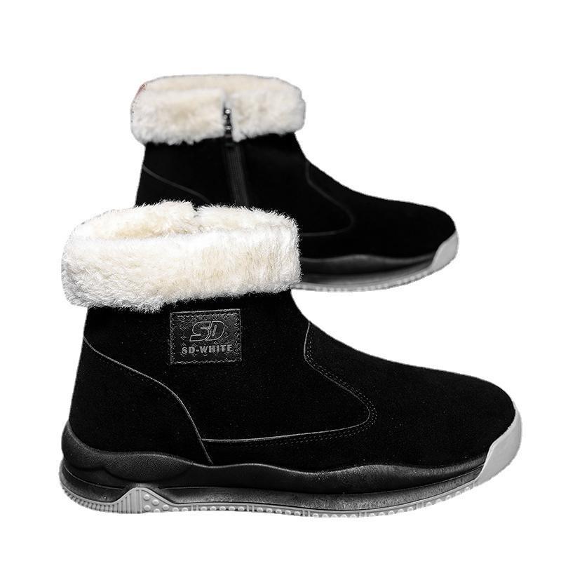 Snow Boots Winter New Casual Shoes Fashion High Top Plus Velvet Cotton Shoes Trend Side Zipper Outdoor Warm Shoes D573