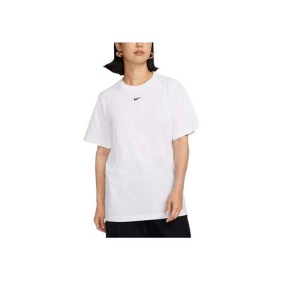 Sportswear Solid Color Logo Crew Neck Loose Short Sleeve Drop Shoulder T-Shirt Women Tops White FD4150-100