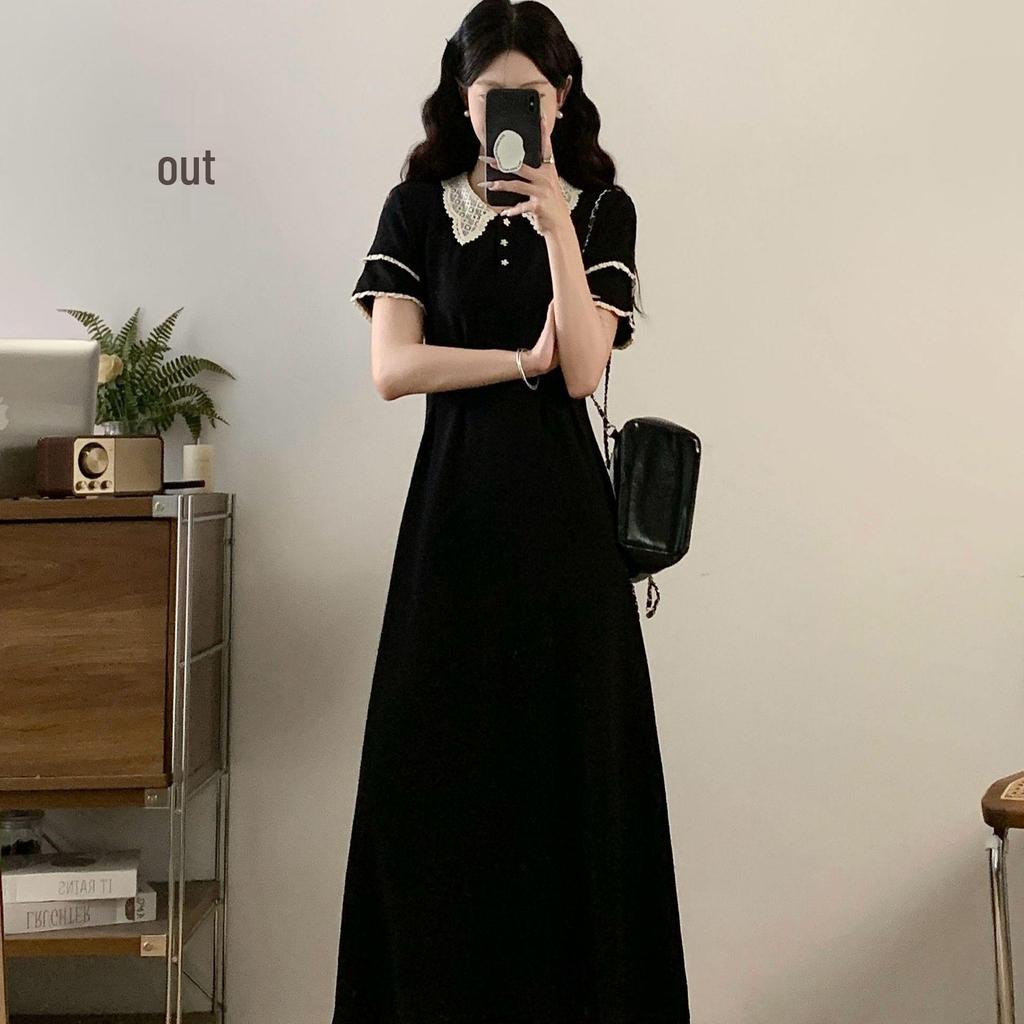2026 Elegantes französisches kurzärmeliges Schlankheits-Maxikleid in Übergröße