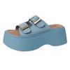 Thick-soled heightening slippers for women's summer outer wear, new one-word drag fashion non-slip cool slippers tide