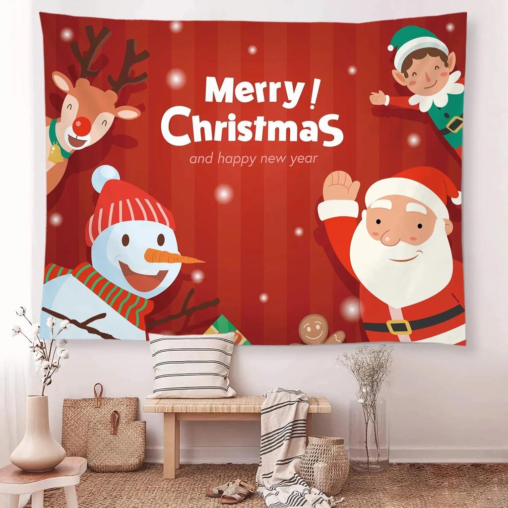 Christmas Pattern Tapestry Home Bedroom Living Room Wall Decoration Santa Claus