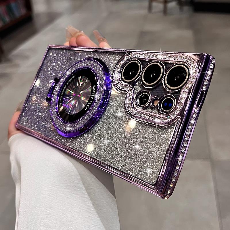 New Luxury Rhinestone Bracket Samsung S25 Mobile Phone Case Suitable for S24ultra Women's High End S23