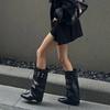 Skinny Rivet Pants Boots Summer Pointed Embroidered Western Cowboy Boots Vintage Spice Girls Boots Women