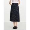JUZUI Vintage Floral Jacquard Denim Midi Skirt