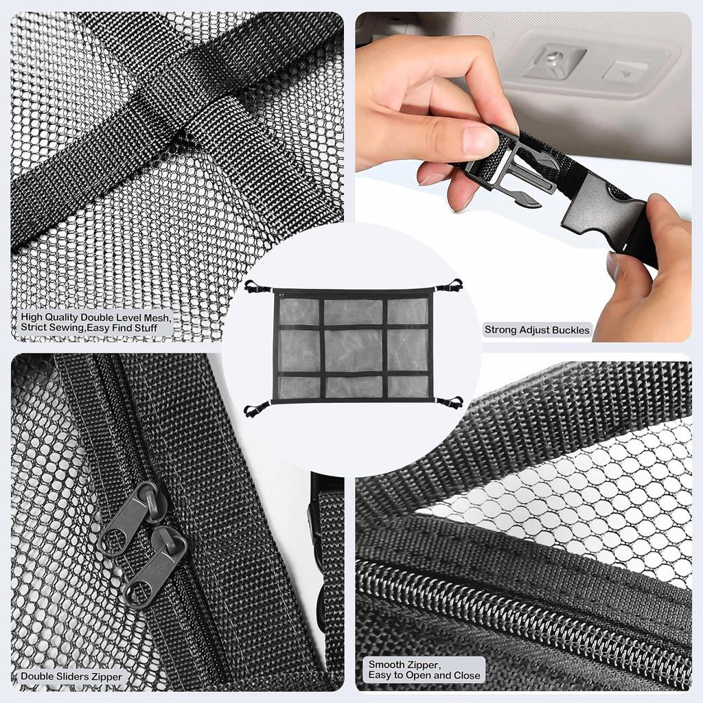 SUV Ceiling Cargo Net, Trunk Organizer, Car Roof Storage, Truck Netting, Van Interior Accessories, Double-Layer Mesh Camping Essentials