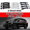 Carbon Fiber Chrome Car Smartkey Door Handle Cover Trim For Honda Pilot 2016-24