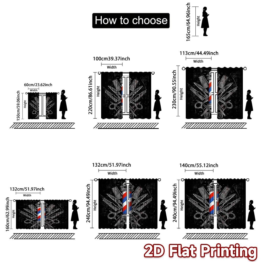 2D Flat Printing 2pcs Curtain Drapes Barber Pole Design Digital Printed Polyester Drapes Party Decorations Perfect for Holiday