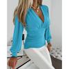 Fashion Sexy Deep V Neck Pullover Shirt Women Elegant Splice Lace Long Sleeve Blouse Female Solid Color Slim Fit Wrap Bust Tops