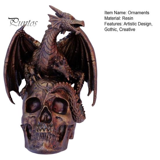 Resin Animal Sculpture Flying Dragon Skull Statue, On Human Figurine, Decorative Figurine Halloween Abstract Sculpture, Gothic Garden Decor
