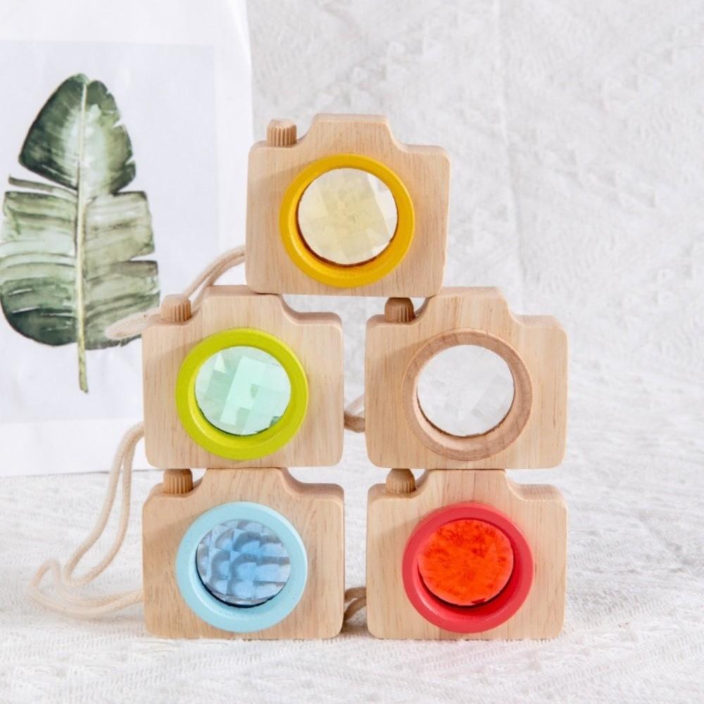 Cute Wooden Prism Lens Colorful Bee Eye Effect Kaleidoscope Mini Camera Camera Kaleidoscope Montessori Education