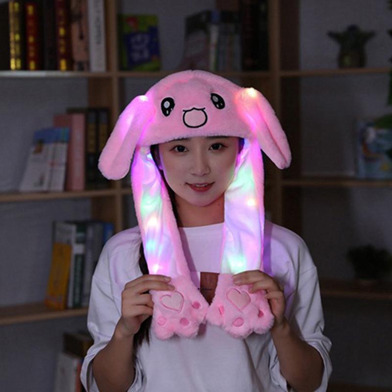 1Pc Glowing Cute Bunny Ears Hat Glowing Ear Moving Bunny Hat Plush Hat Toy