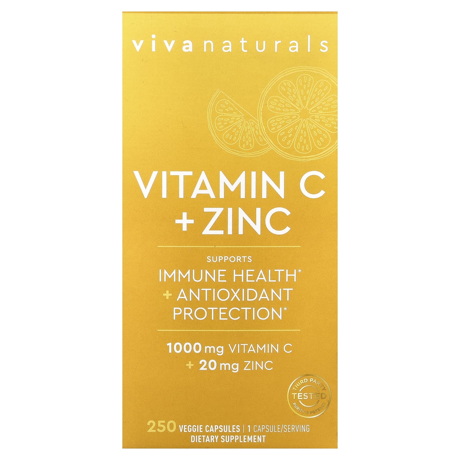 

Vitamin C + Zinc, Veggie Capsules 250