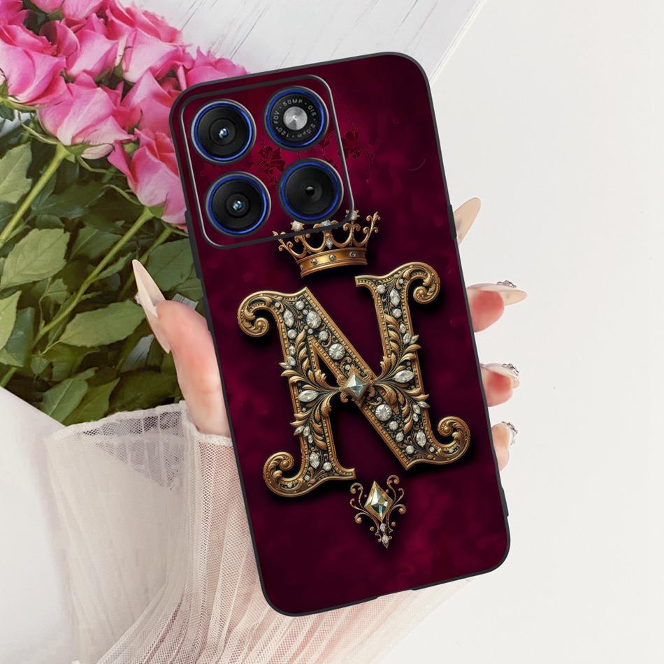 For Motorola Edge 70 Royal Crown Initial Letter Couple Phone Case For Motorola Moto X70 Air Edge70 Black Silicon Soft Bumpers