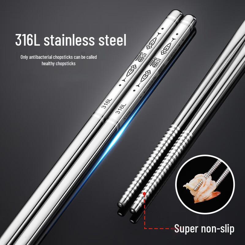 SSGP Antibacterial 316L Stainless Steel Chopsticks Set