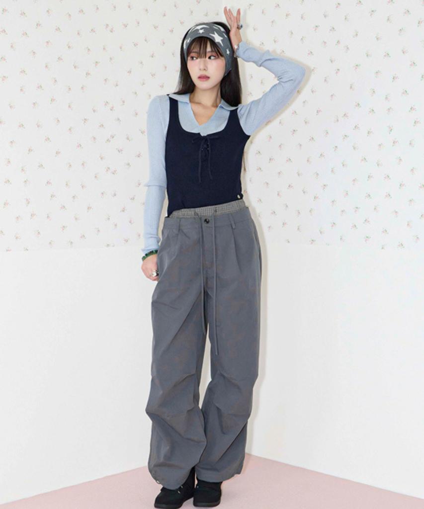 KOOLKITTEN Bustier Layered Knit Top (Navy)