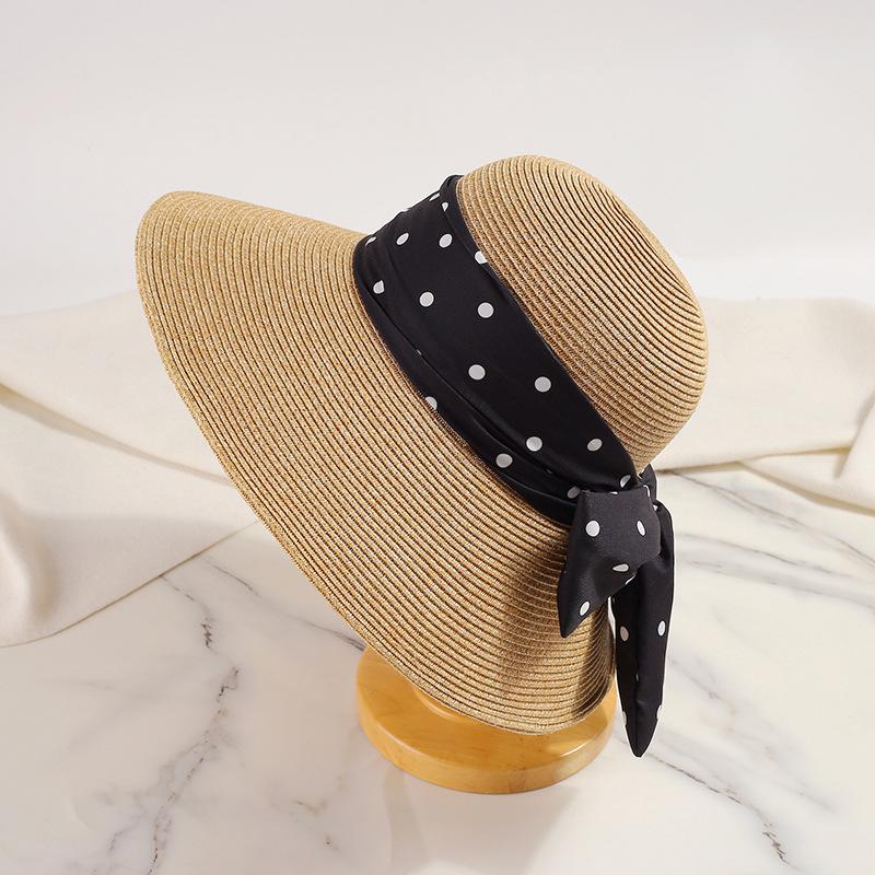 French Hepburn Style Straw Hat Light Luxury Fashion Seaside Beach Sunscreen Hat Summer Large Brim Sunshade Sun Hat
