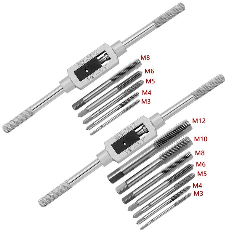 M3-M12 8/6 Pieces Metric Hand Tap Collection HSS Right-handed Tapping Drill Thread Punching Wrench Hand Tools Male To Make Thread In Steel