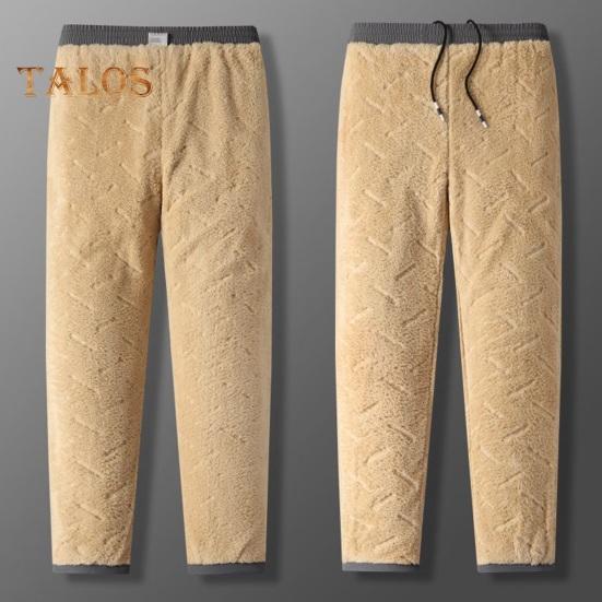 Zimní Pánské Kalhoty Silný fleece Stahovací šňůrka Elastický pas Zadržování tepla Kapsy na zip Jednobarevné Teplé Sportovní Cestování Pracovní kalhoty