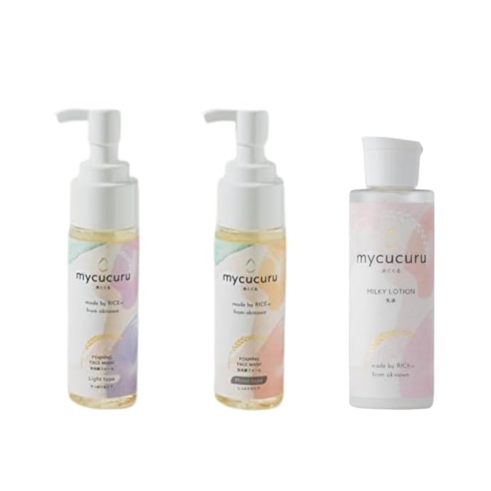 Rice-derived foaming facial wash (refreshing 150ml & moisturizing 150ml) & mycucucru lotion