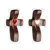 Black Walnut Cross Decoration Emotional Support Wooden Love Heart Pocket Hug Cross Men Women Faith Prayer Cross My Heart Encouragement Gift