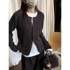 Retro Old Money Wool Knit Cardigan Sweater for Women - Autumn/Winter Ribbed Round Neck Loose Fit