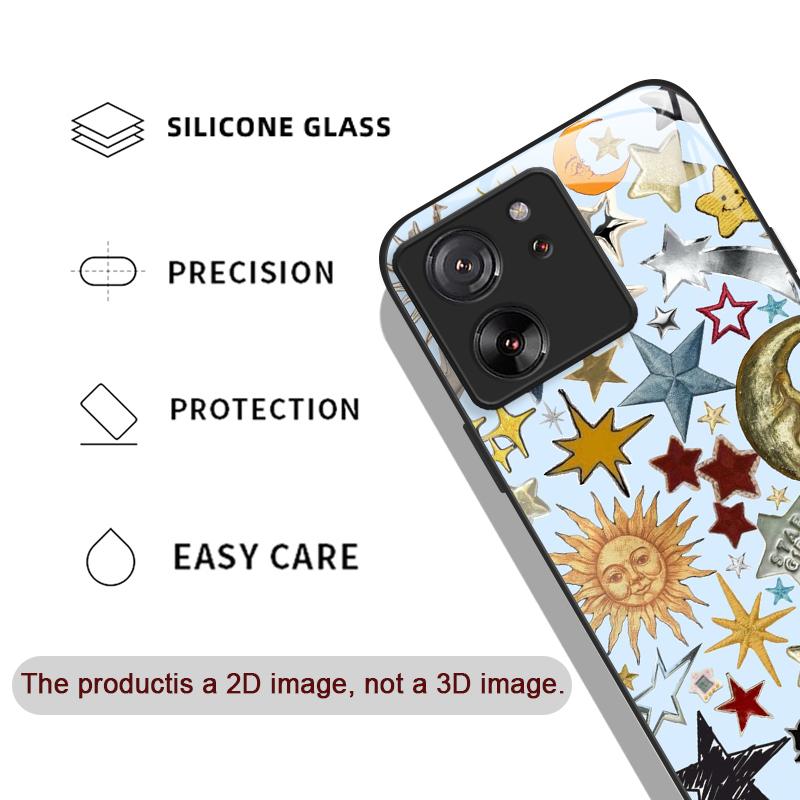 Tempered Glass Phone Case for Motorola Moto G85 G84 G75 G55 Edge 50 Fusion 40 Neo 30 Pro Luxury Retro Style Stars Moon Y2K Cover