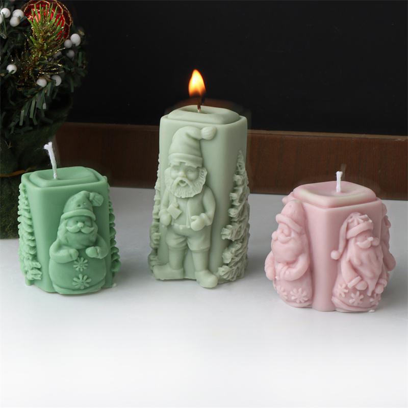 Christmas Silicone Candle Mold Santa Claus  Christmas Tree Cylinder Shape DIY Aromatherapy Candle Mold Gypsum Home Decoration