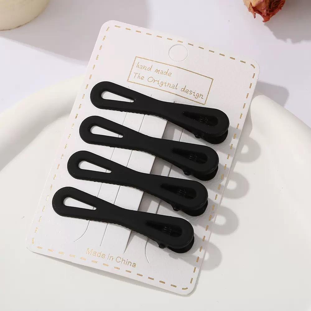 4Pcs Black Frosted Hair Clip Fashionable Trendy Hair Clips Hair Accessories Temperament Women Accessories Versatile Hair Clip