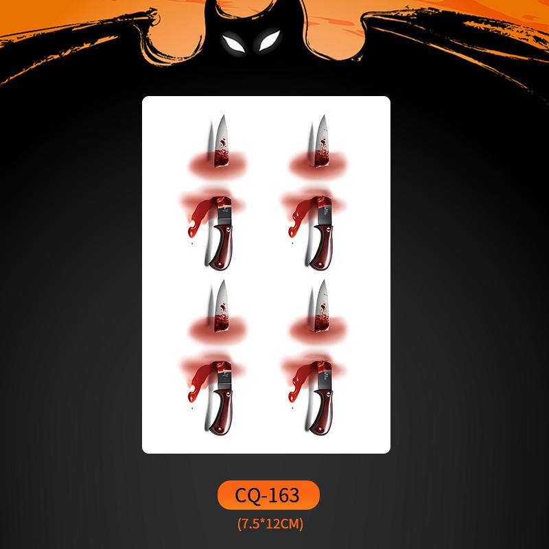 Nuevos Halloween 2024 Pegatinas de Tatuaje de Cara de Boca Grande Aterradoras - Divertido, Impermeable, Maquillaje de Fiesta Colorido