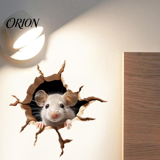 Reusable Glass Window Stickers Peeking Mouse Wall Sticker, 3D Broken Hole Effect Decals, Funny Decals Stickers, Removable PVC Art for Bedroom