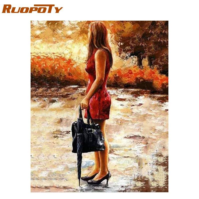 

Рамка RUOPOTY, пейзаж, сделай сам, набор для рисования по номерам, раскраска по номерам, современная домашняя настенная художественная картина для украшения дома, подарок 40x50CM NO Frame