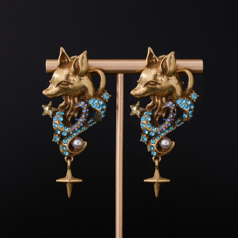 

Средневековые Серьги в Форме Лисы Уникальные Ретро 3D Универсальные Гвоздики для Ушей Прочные Серьги-Капли с Цветными Инкрустациями Алмазами Ювелирное Изделие Подарок one size