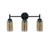Black Wall Sconce,Modern Bathroom Wall Light Fixtures 3-Light Bathrooms Vanity Light, Bathroom Lights Over Mirror, Farmhouse Glass (Amber)