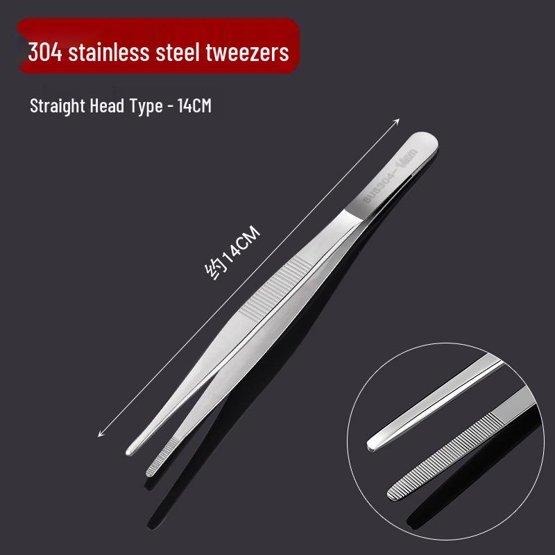 Thickened Stainless Steel Non-slip Beauty Tweezers Set – Straight & Bent Tips for Makeup, Nail Art, & Beading.