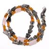 Natural Green Rutile & Rose Quartz Citrine Gemstone Beads Necklace 17" UB-3012 UB-3012