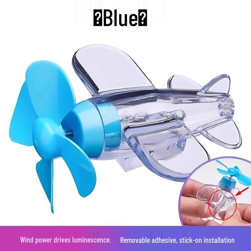 Wind-Powered LED Color Light Airplane Ornament for Cars and Motorcycles