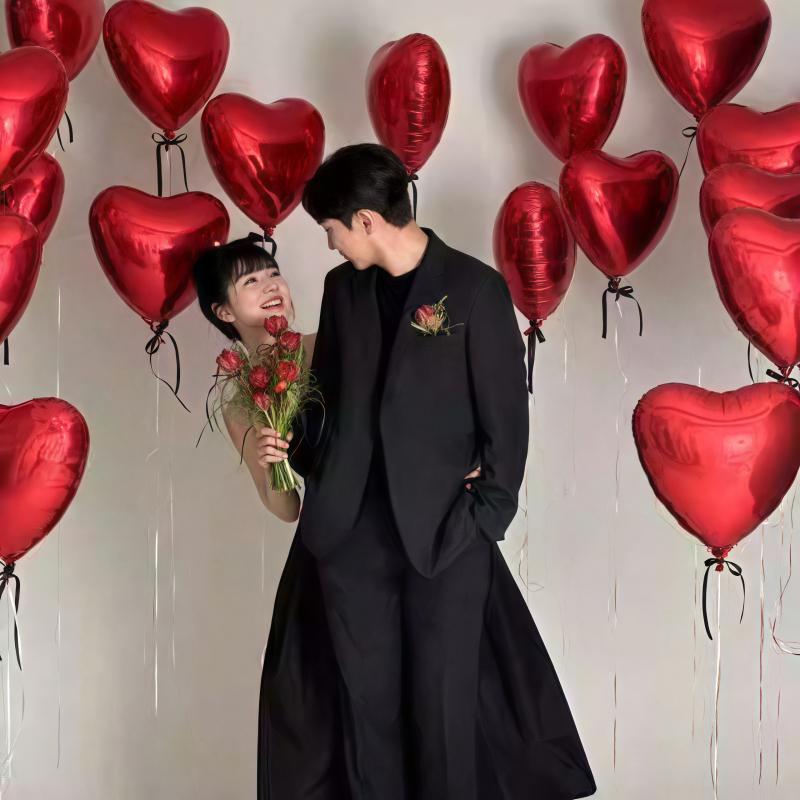 Red Heart-Shaped Helium Balloons for Valentine's, Proposal, Wedding, or Room Decoration