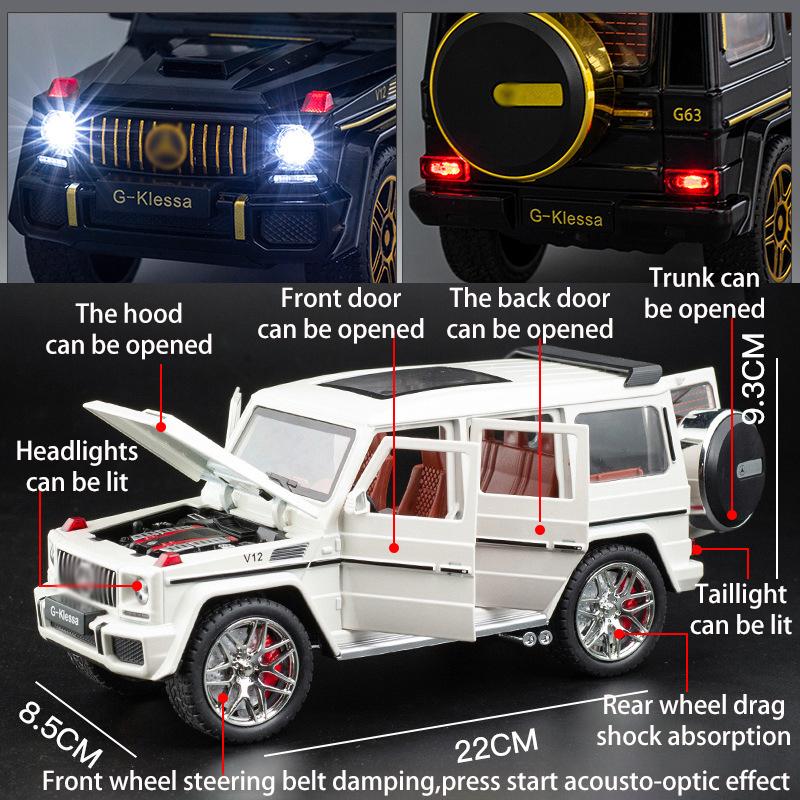 1/24 Scale Benz G-KLESSA AMG G63 Diecast Car Model Toy, Pull Back Toy Vehicle with Sound and Light for Kids Toddler Boys Girls Gift Collection