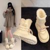 Thick-soled white snow boots women's 2025 new winter waterproof and non-slip Martin boots short boots velvet Northeast large cotton shoes