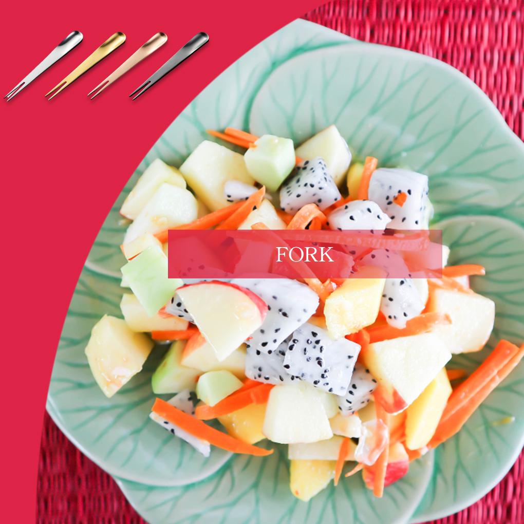 Multifunction Desert Fork Spoon Fruit Cake Coffee Stirring Tool Stainless Steel Salad Cutlery Kitchen Gadgets for Wedding