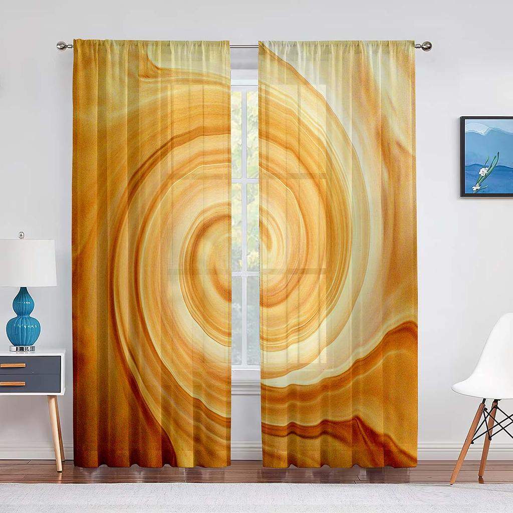 Cyan-blue Psychedelic Trippy Hippie Swirl Tulle Curtains for Living Room Decoration Chiffon Sheer Voile Kitchen Bedroom Curtain