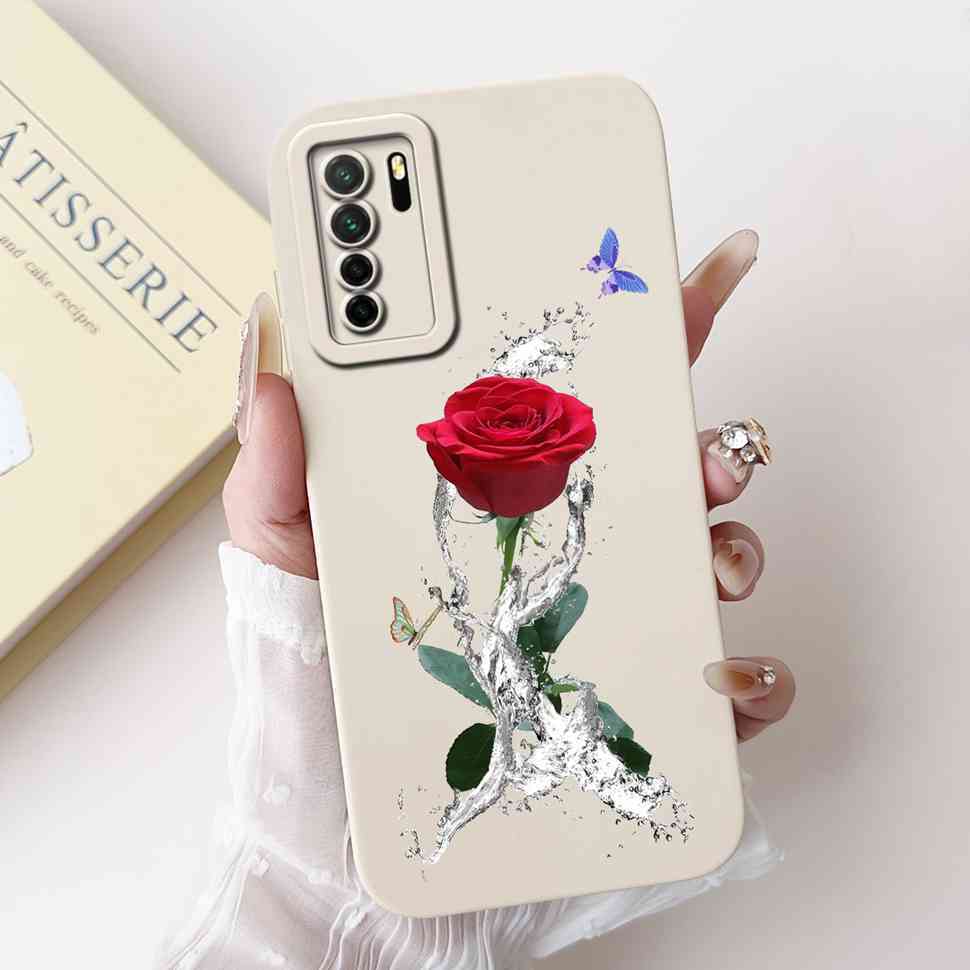 Für Huawei Nova 7 SE CDY-AN00 Weiches Silikon Modeblumen Hülle Für Huawei Nova7 SE Nova 7se 6.5" Niedliche Cartoon Stoßstange Schale
