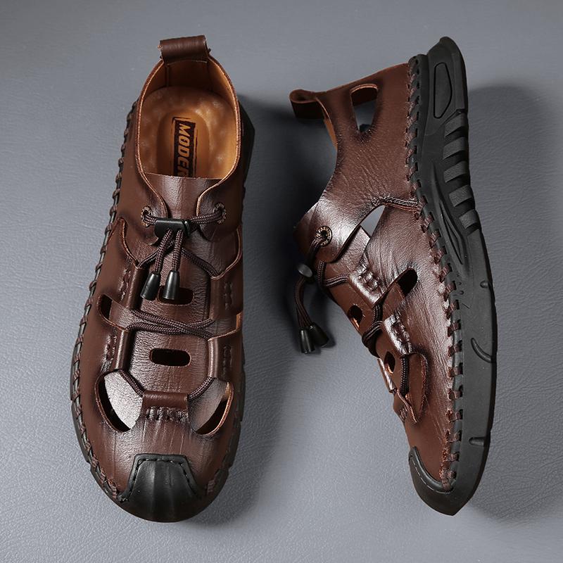 Fashion 2025 Summer Hot Selling Men's Leather Casual Shoes High-quality Handmade Sole Sandals Outdoor Beach Camping Shoes for Men’s