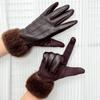 Verdickte Damenlederhandschuhe Thermofutter Damen Winter Thermohandschuhe Party-Events