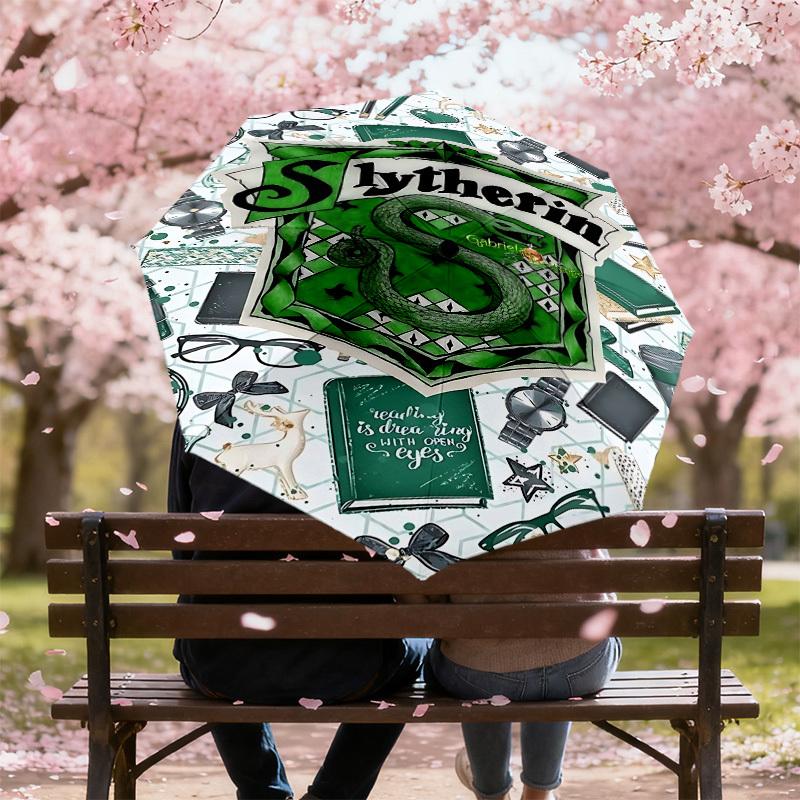 1PC Slytherin Reading Umbrella-8-Rib Reinforced, Automatic Open, Lightweight & Durable, Cute Fashion Accessory for Outdoor, D2619