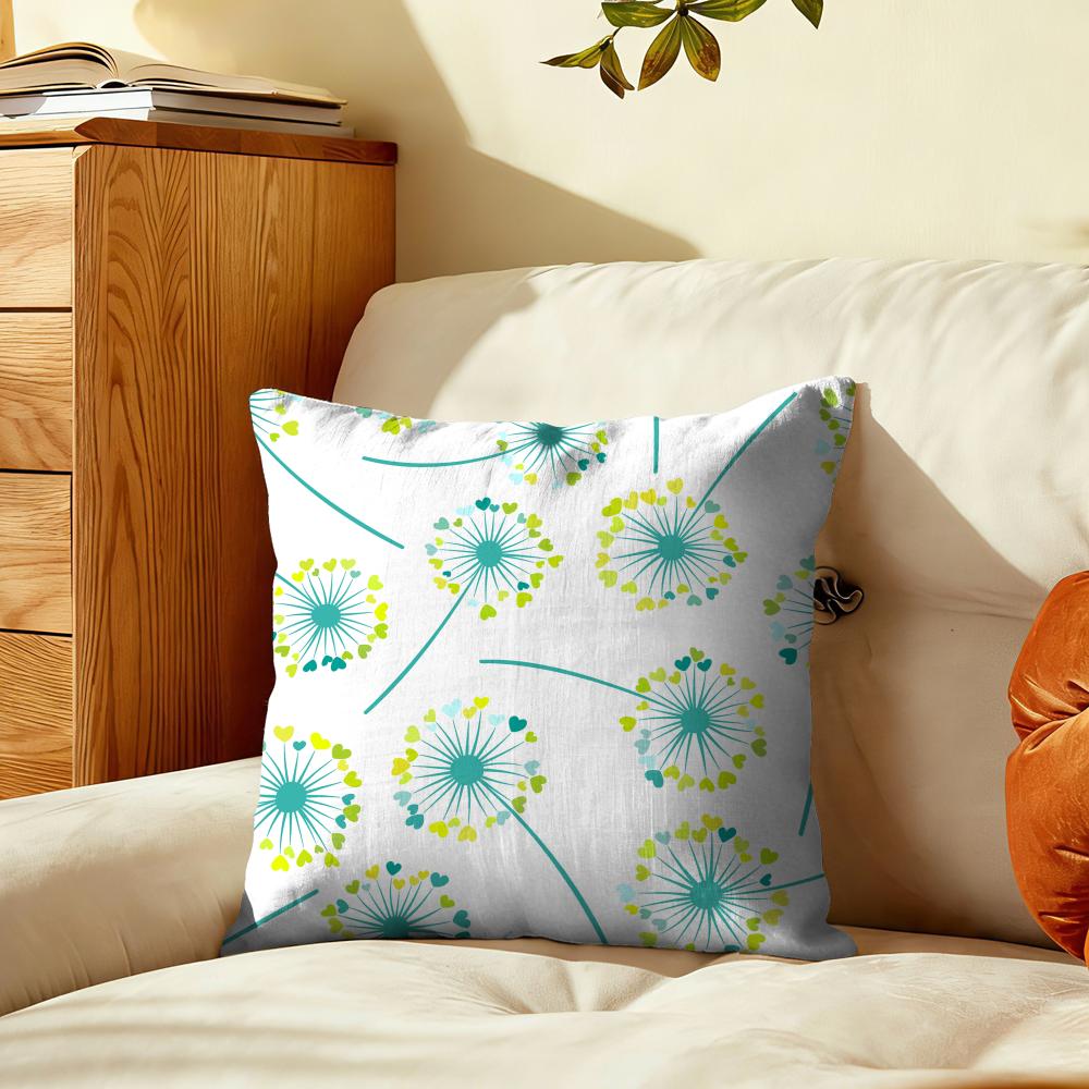 Dandelion Pattern Cushion Cover Plush Fabric Soft DoubleSided Printed Sofa Warm Winter Home Gift Pillow Cover