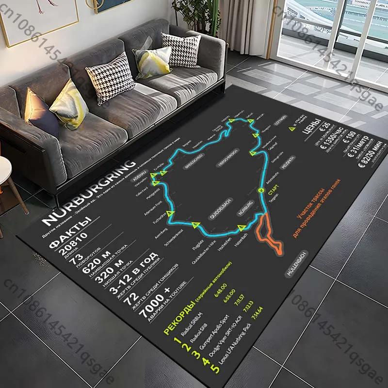 Nürburgring F1 Track Rug Bedroom & Living Room Carpet, Creative Door Mat & Home Decor Area Rug