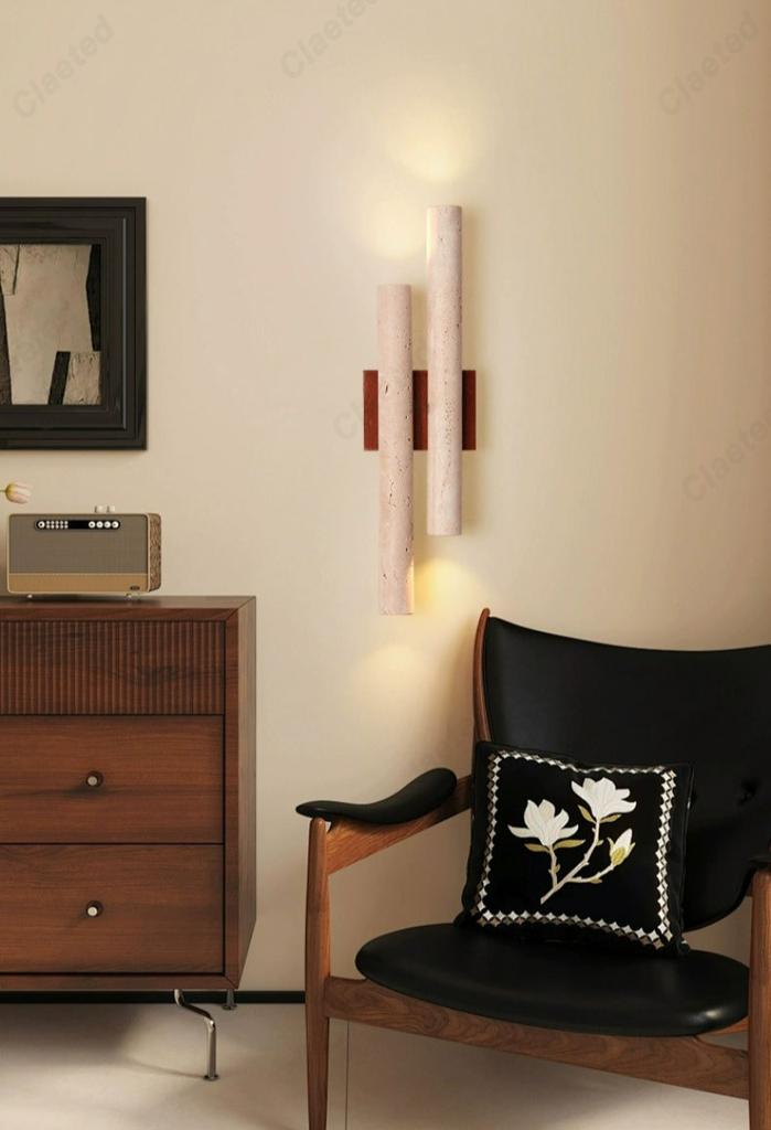 New Retro LED Yellow Hole Stone Long Wall Lamp Living Room Corridor Bedroom Bedside Atmosphere Decorative Lighting